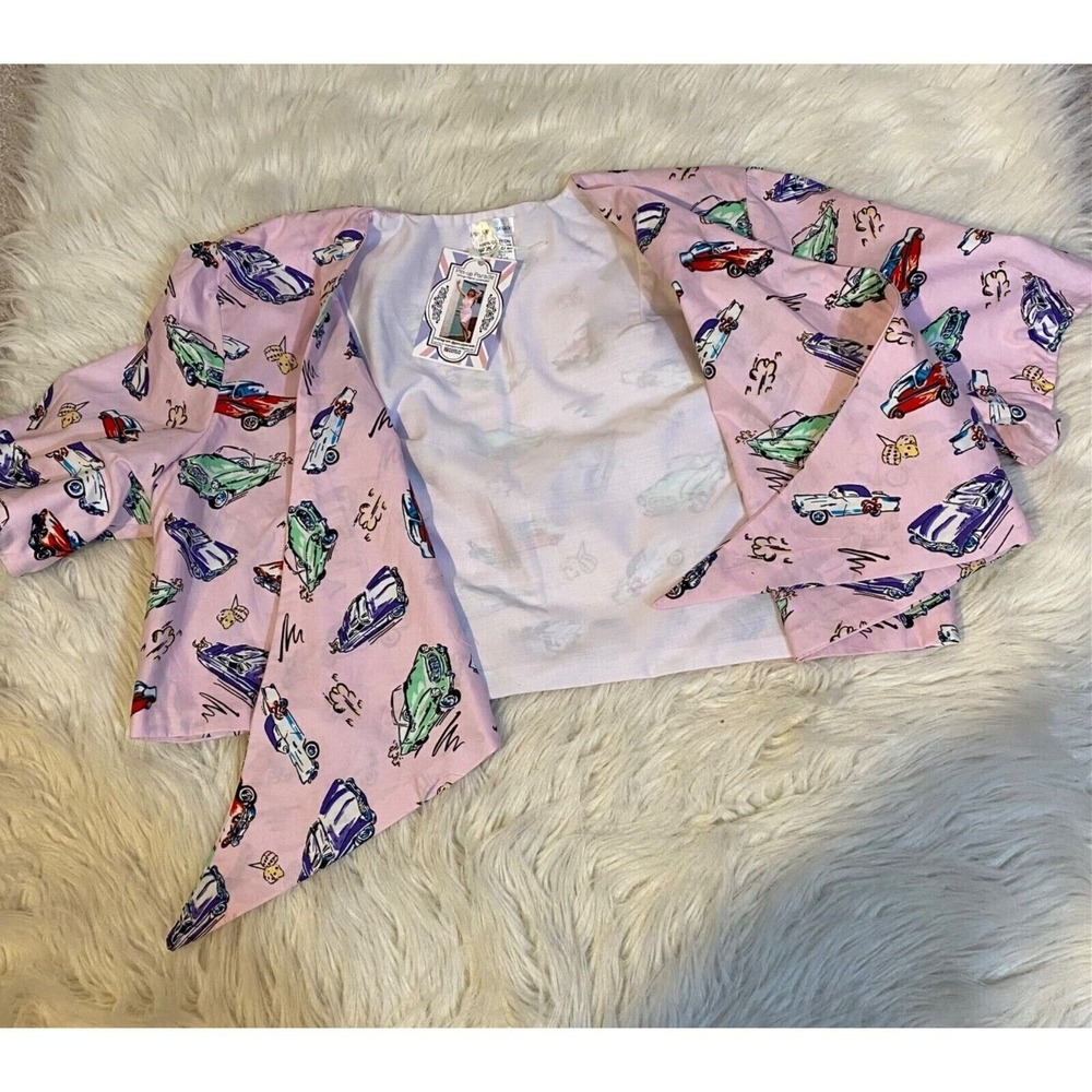 New Rockabilly Pin-up Girl Shirt Retro‎ 50's Cars Tie Crop Top L - Picture 4 of 4